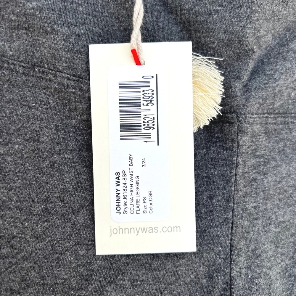 JOHNNY WAS Celina High Waist Flare Legging Gray PS (6-8) Embroidered Floral Bird - Picture 2 of 9